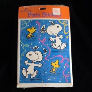 Hallmark Blue Snoopy and Woodstock Celebration Stickers, Vintage 80s